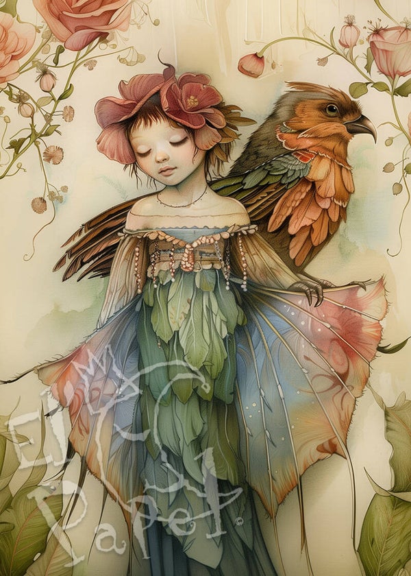 Ansichtkaart 'Elfjes & Vogels - De Zangvogel'