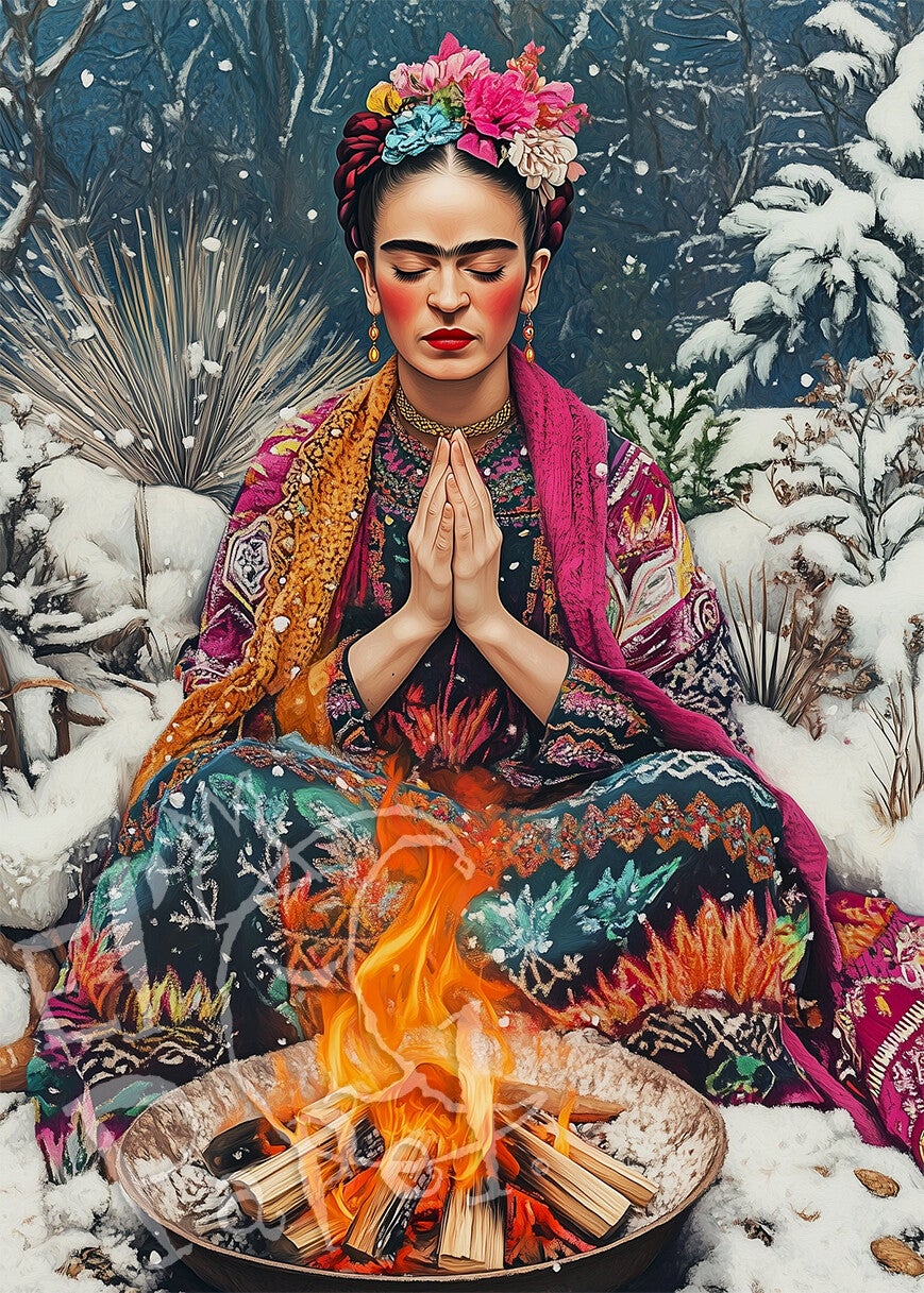 Ansichtkaart 'Frida Kahlo - Bij het kampvuur'