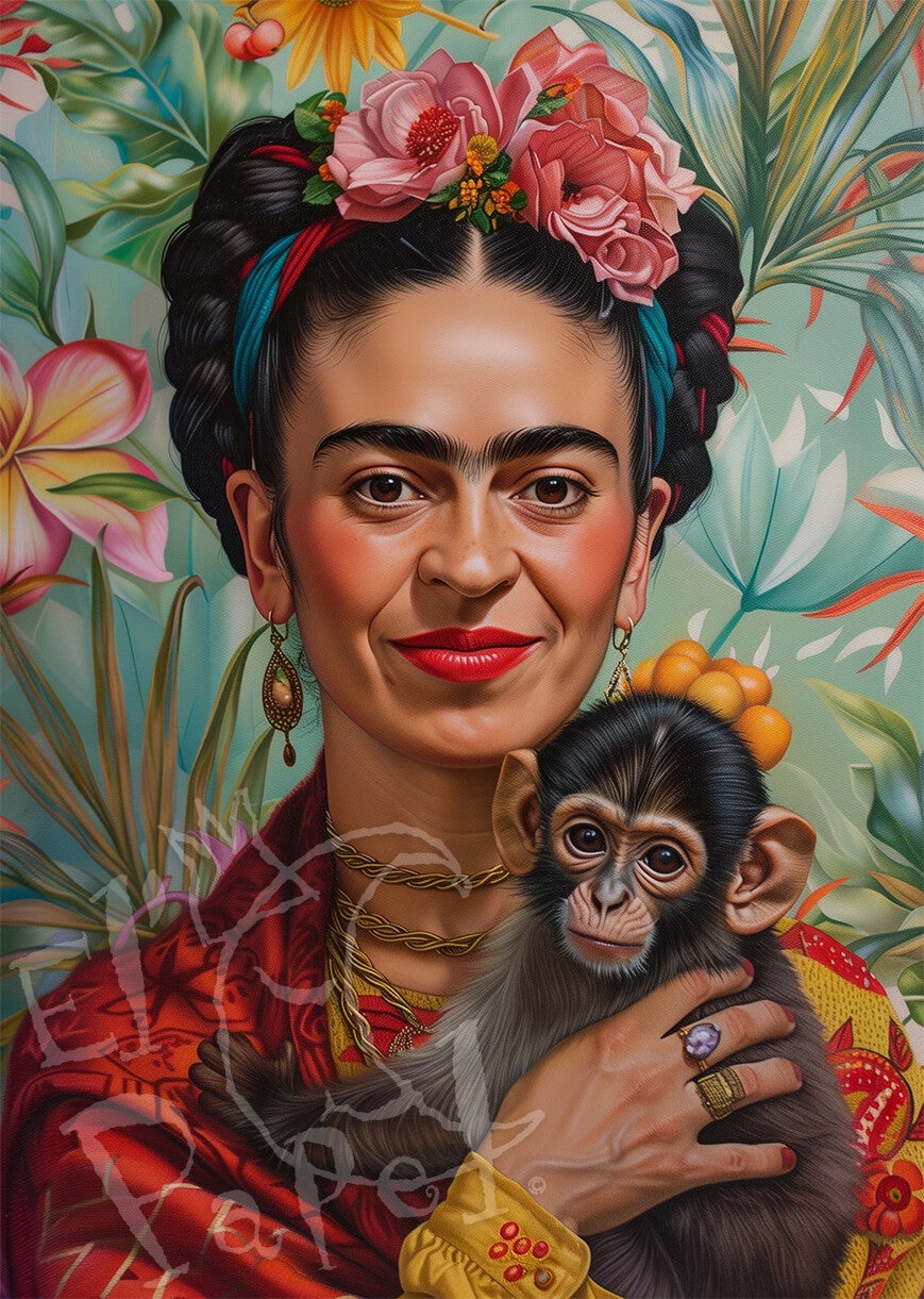 Ansichtkaart 'Frida Kahlo - Chimpansee baby'