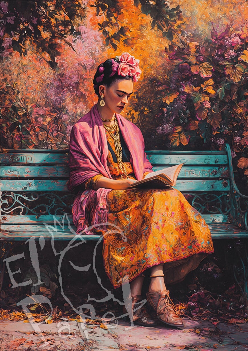 Ansichtkaart 'Frida Kahlo - Lezen'