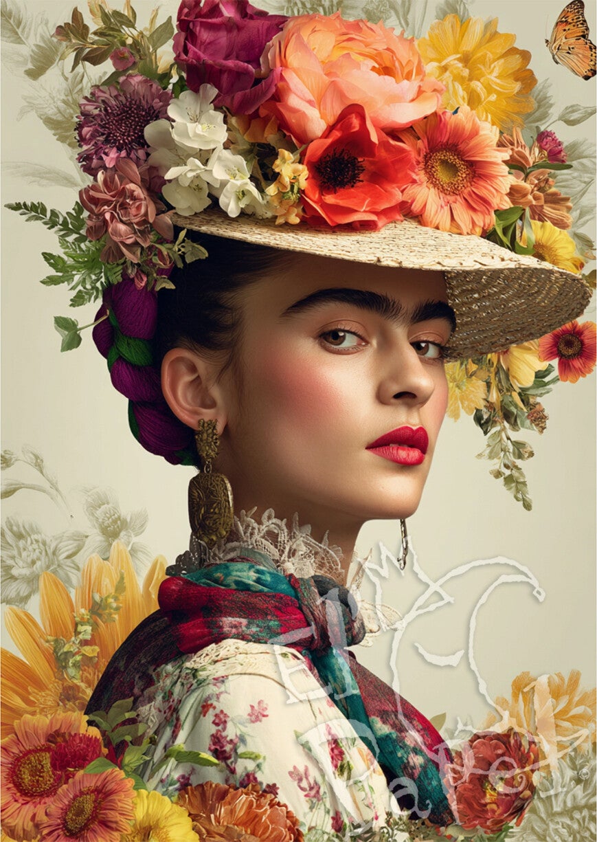 Ansichtkaart 'Frida Kahlo - Bloemenhoed'