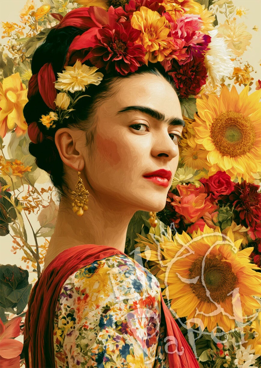 Ansichtkaart 'Frida Kahlo - Zonnebloemen'