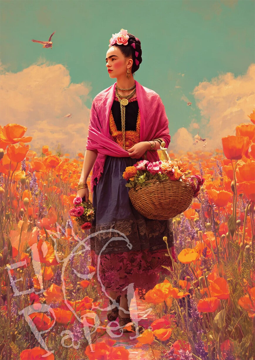 Ansichtkaart 'Frida Kahlo - Bloemen verzamelaar'