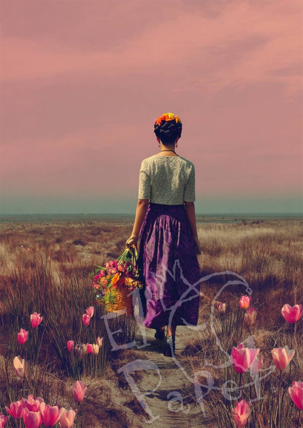 NW Ansichtkaart 'Frida Kahlo - Het tulpenpad'