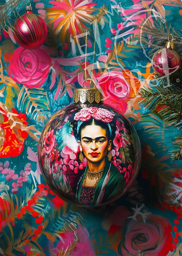 Kerstkaart 'Frida Kahlo - Kerstbal'