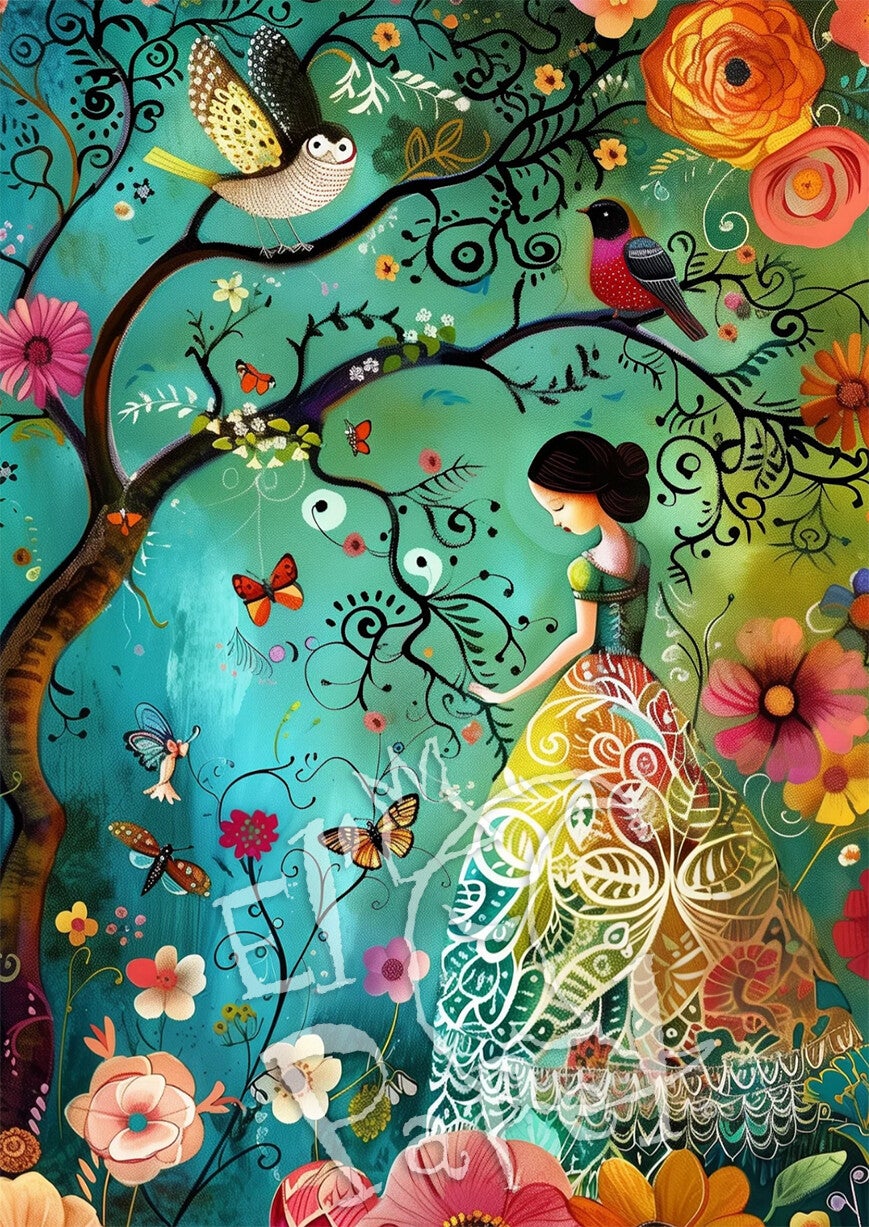 Ansichtkaart 'Floral Ladies - Fantasie'