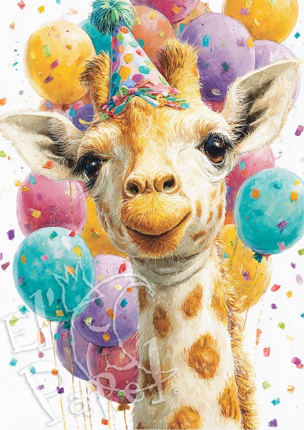 Ansichtkaart 'Feestbeesten - Giraffe'