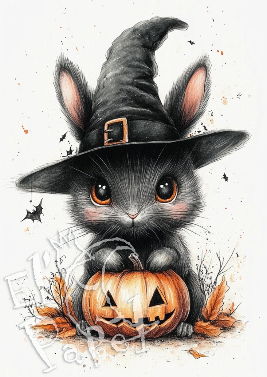 Ansichtkaart 'Spooktacular Halloween - Witch Bunny'