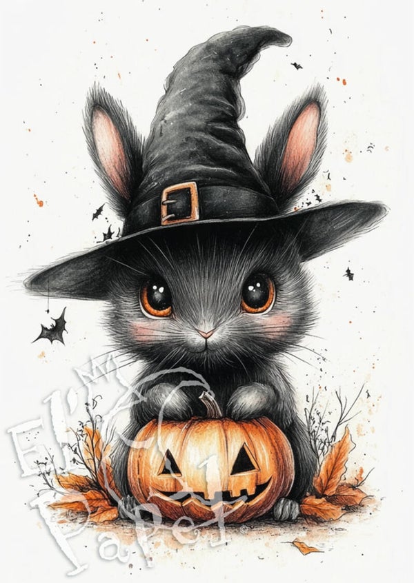 Ansichtkaart 'Spooktacular Halloween - Witch Bunny'