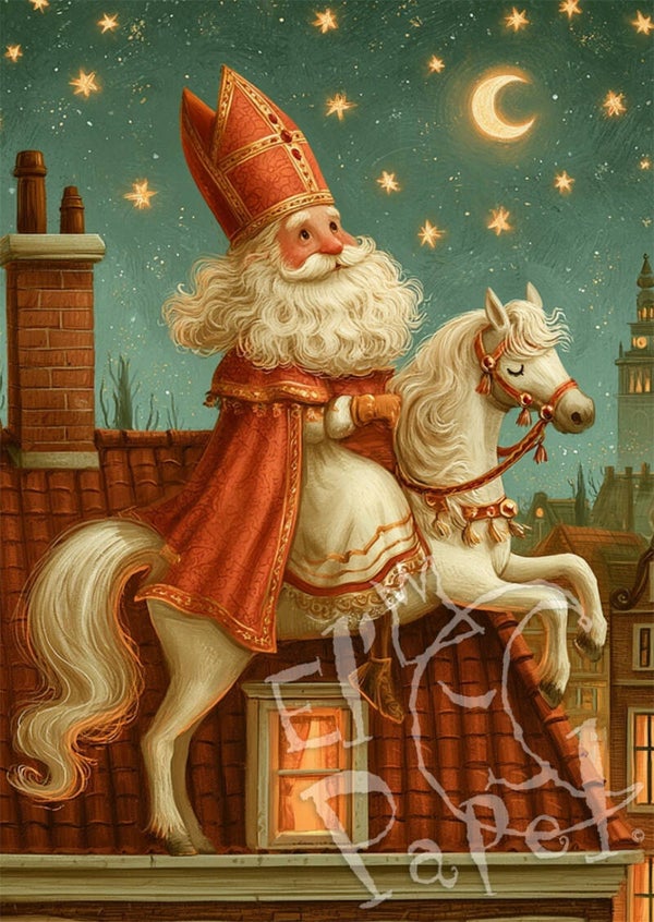 Ansichtkaart 'Sinterklaas op het paard' (3)