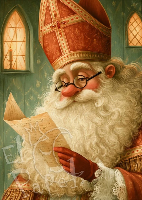 Ansichtkaart 'Sinterklaas met brief'