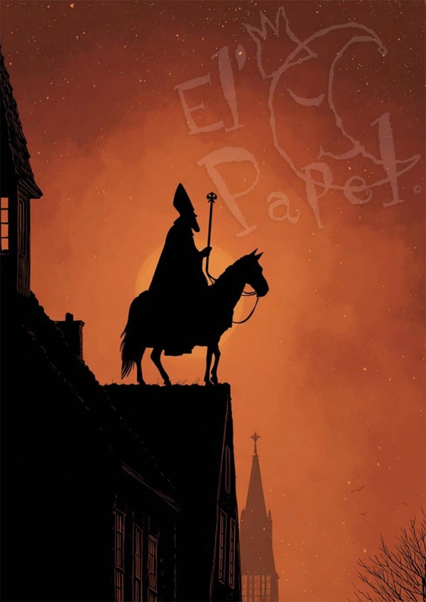Ansichtkaart 'Sinterklaas silhouet'