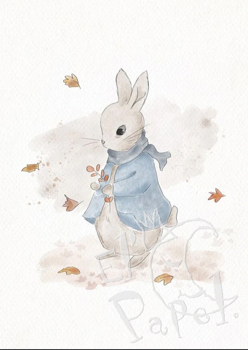 Ansichtkaart 'Konijntje in de herfst'