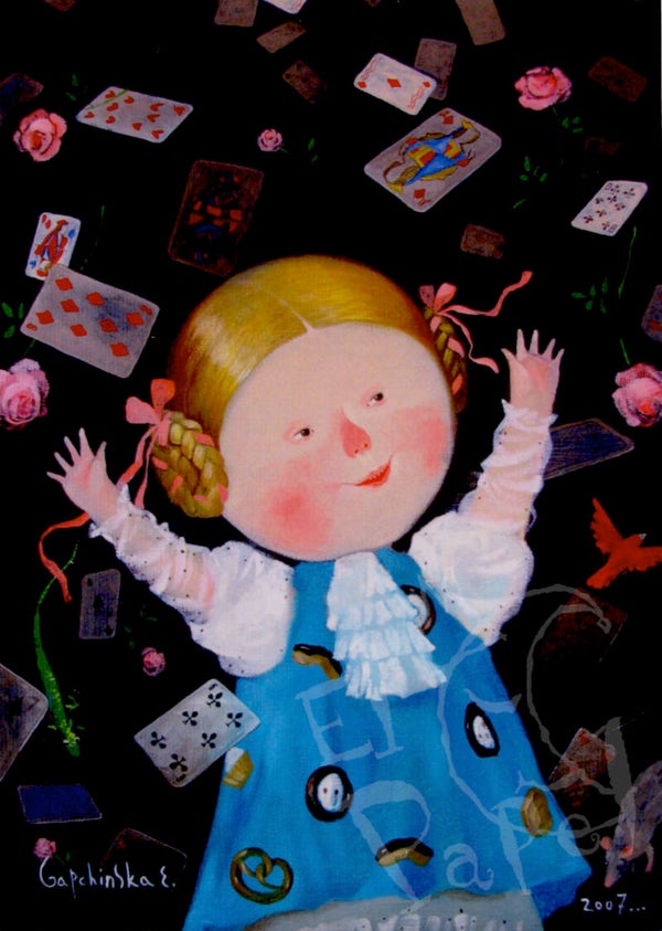 Ansichtkaart 'Alice in Wonderland - speelkaarten'