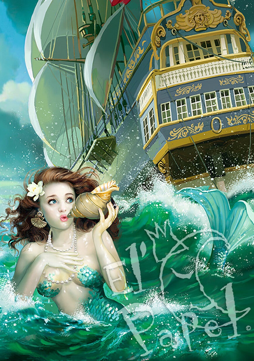 Ansichtkaart 'Zeemeermin met parel'