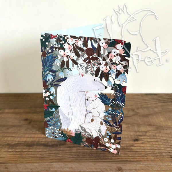 Kerst lasercut wenskaart 'Wild Wood Hideaway- Polarbears'
