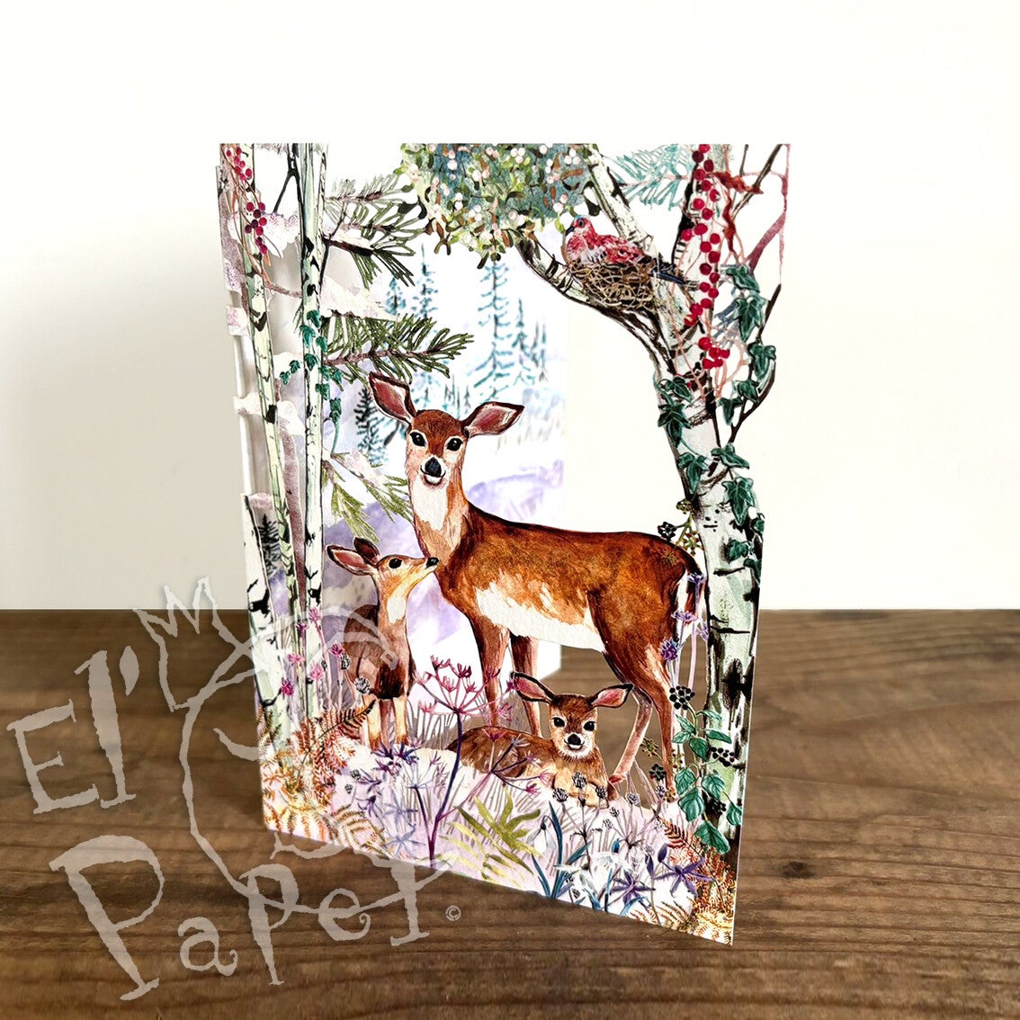 Kerst lasercut wenskaart 'Wild Winter's Song - Deer'