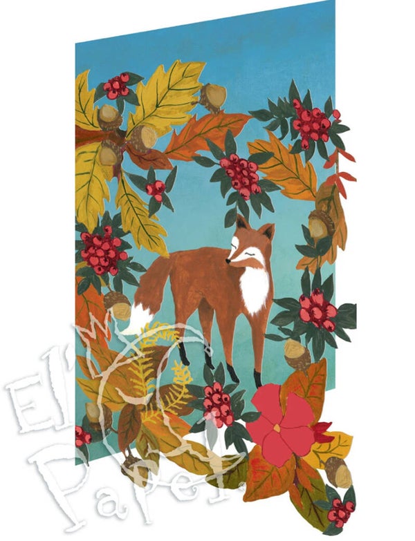 Kerst lasercut wenskaart 'Betoverend vosje'