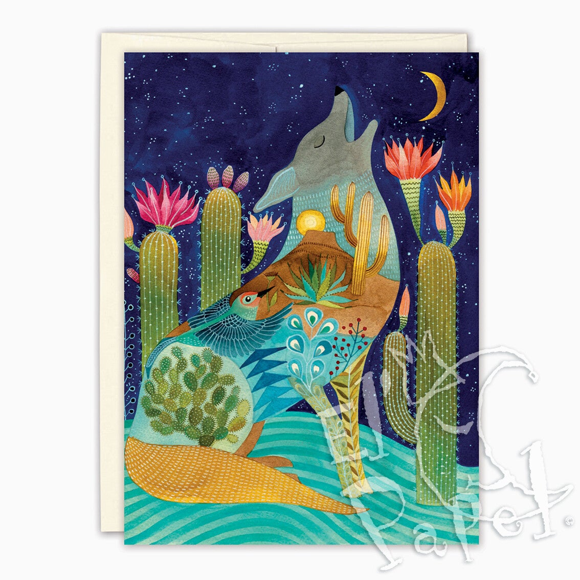 Geninne Zlatkis wenskaart 'Prairiewolf' (blanco)
