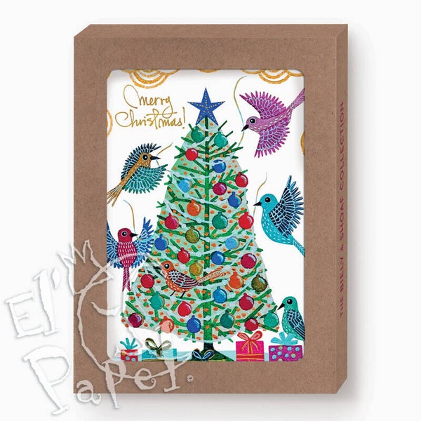 Geninne Zlatkis Kerstkaarten set 'Vogels en Kerstboom'