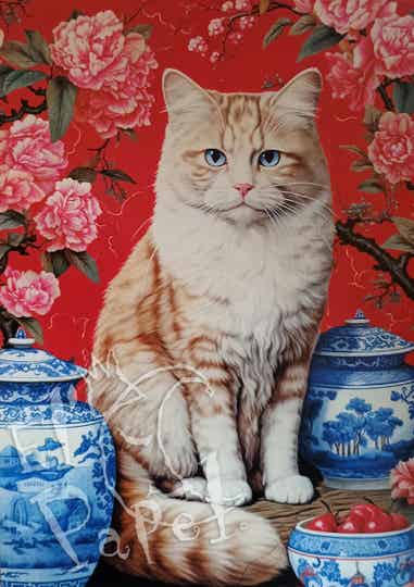 GT Ansichtkaart 'Kat tussen de potten'