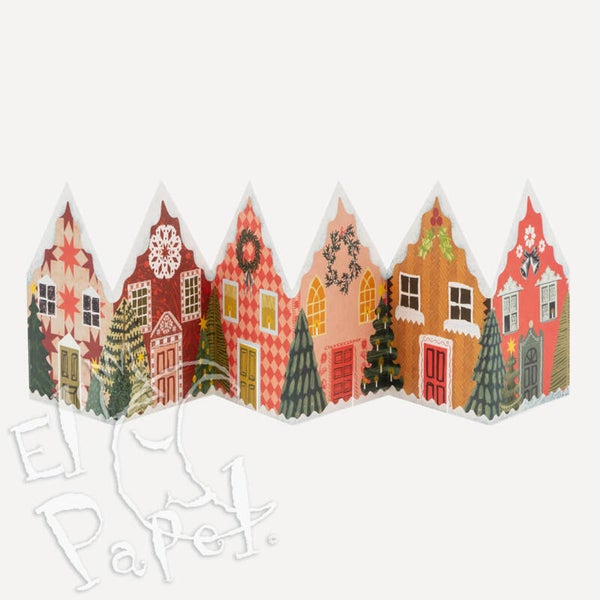 Hadley Concertina Kerst wenskaart 'Huisjes'