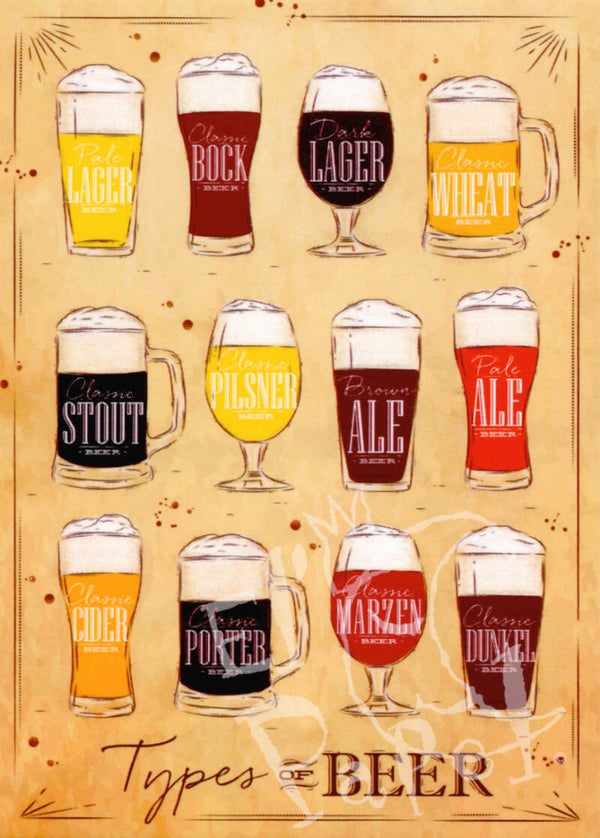 Ansichtkaart 'Bier soorten'