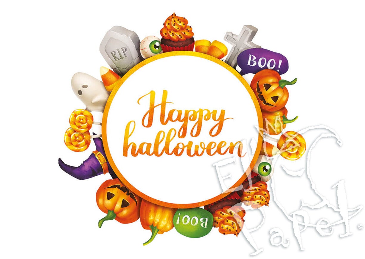 Ansichtkaart 'Happy Halloween Circel'