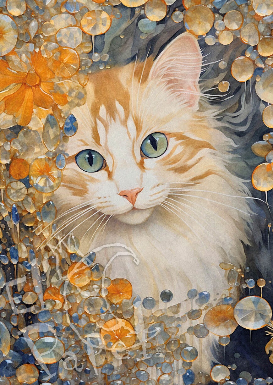 Ansichtkaart 'Ginger kat met ginger kristallen'