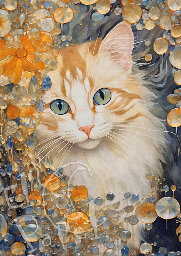 Ansichtkaart 'Ginger kat met ginger kristallen'