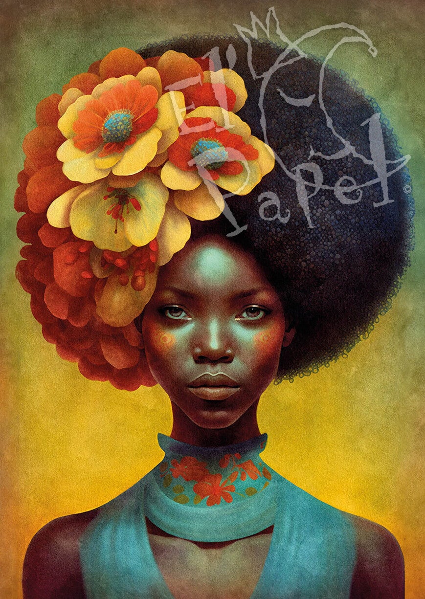 Ansichtkaart 'Portretten van de wereld - Afrokapsel'