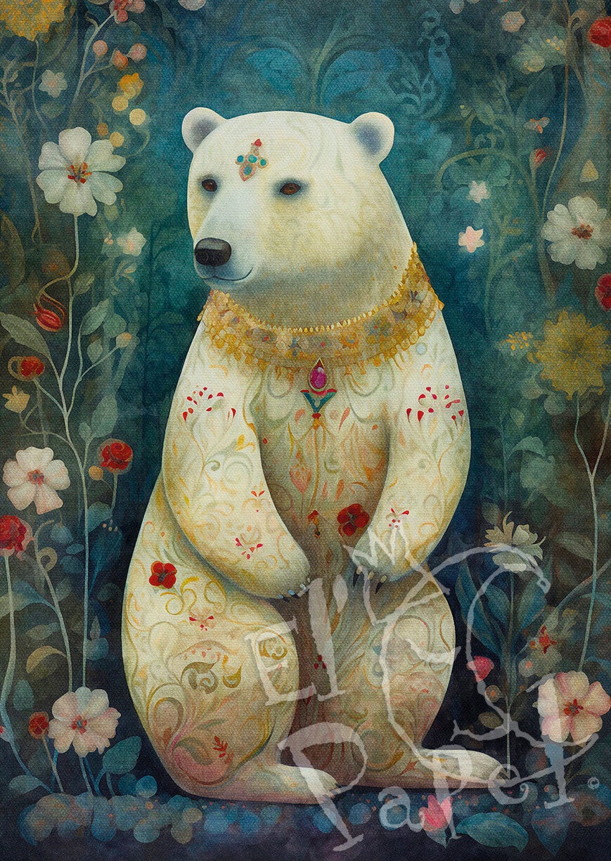 Ansichtkaart 'Witte beer in het heilige bos'