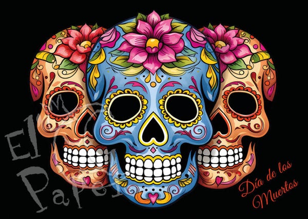 Ansichtkaart 'Dia de los Muertos - skulls'