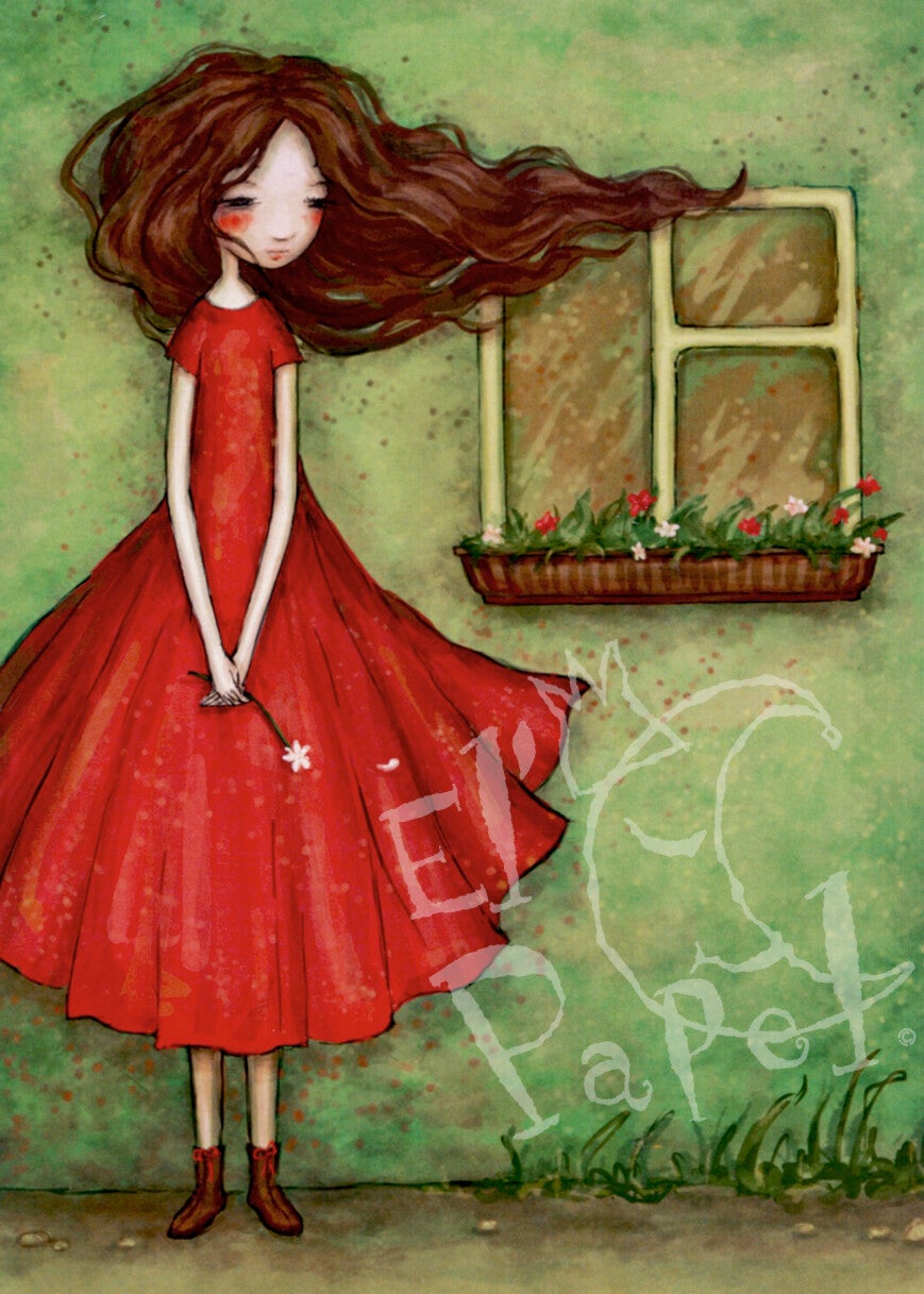 Ansichtkaart 'Rode jurk'