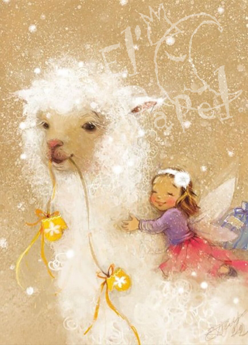 Ansichtkaart 'Alpaca in de sneeuw'