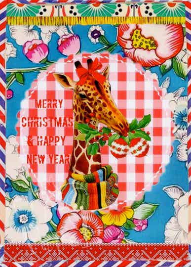 Ansichtkaart 'Kerst Giraffe'