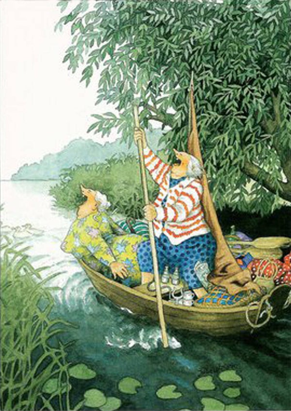 Ansichtkaart 'Met een bootje door het slootje'