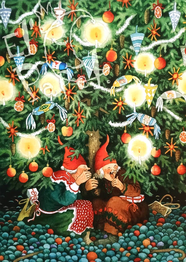 Ansichtkaart 'Onder de Kerstboom'
