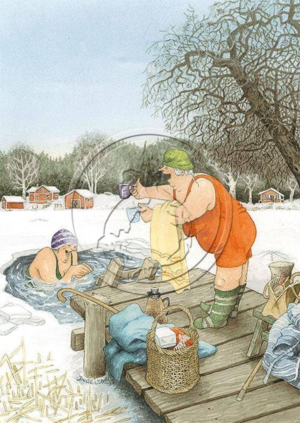 Ansichtkaart 'Nieuwjaarsduik'