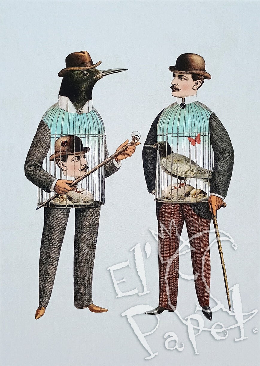 Ansichtkaart 'Vogel-man'