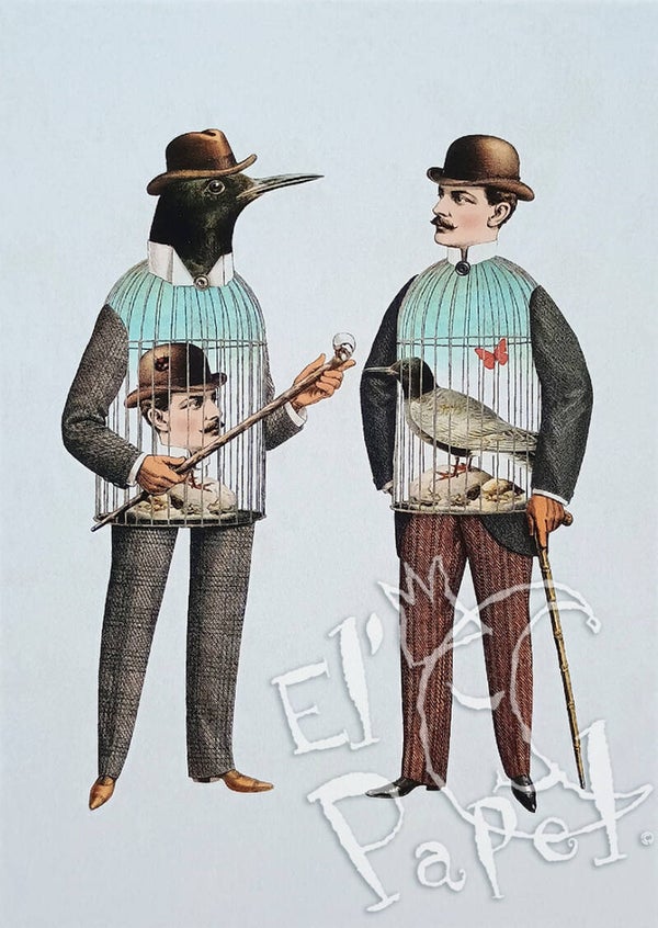 Ansichtkaart 'Vogel-man'