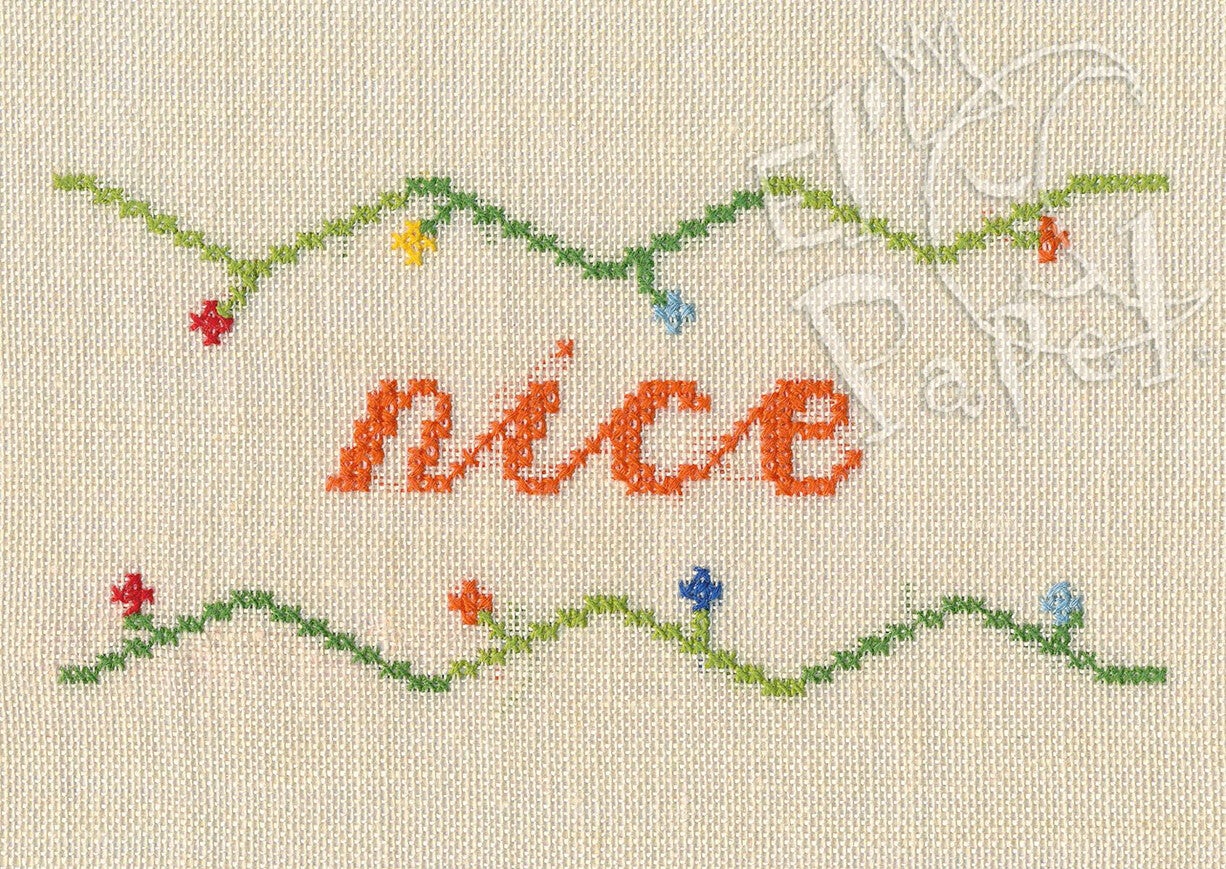 Ansichtkaart 'Nice in kruissteek'