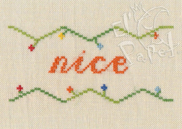Ansichtkaart 'Nice in kruissteek'
