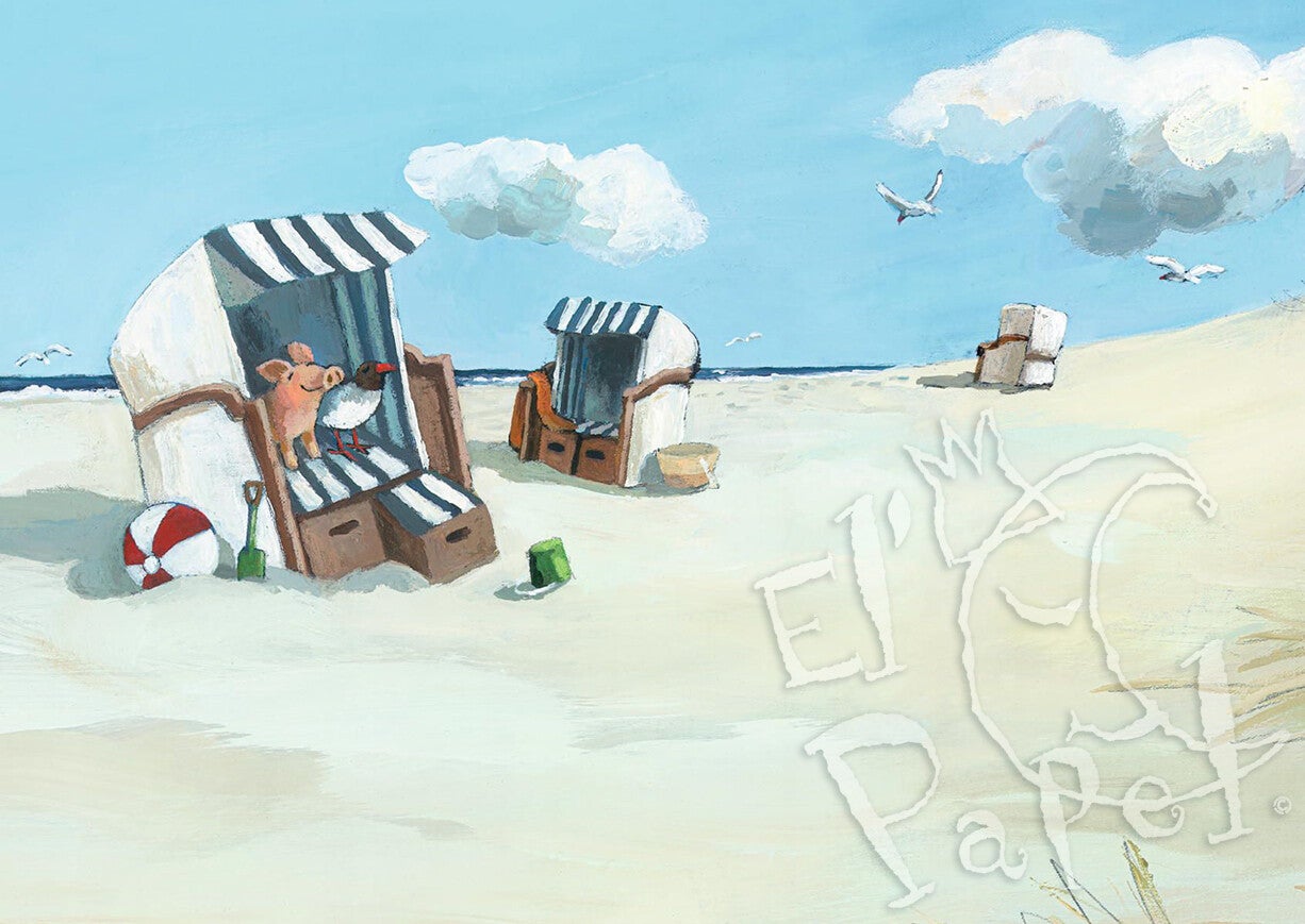 Ansichtkaart 'Een stranddag met Krulletje'