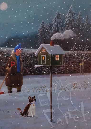 Kerstkaart 'Lekker warm huisje'