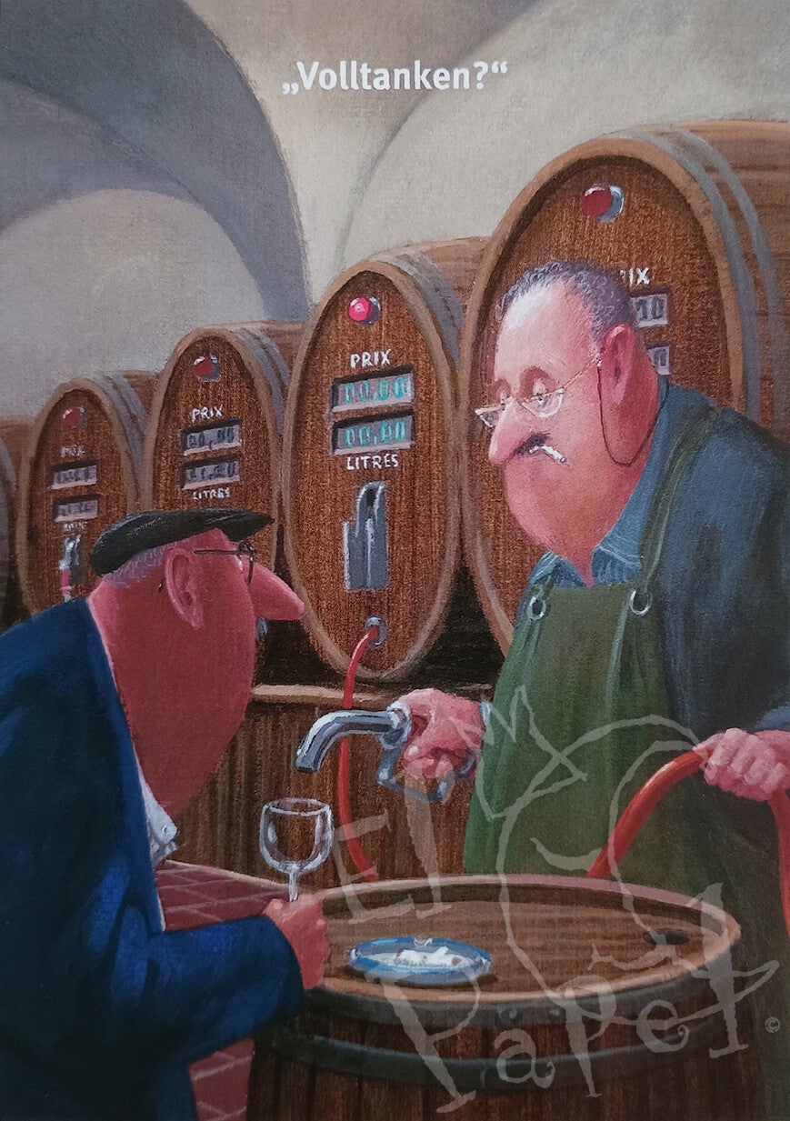 Ansichtkaart 'Voltanken?'