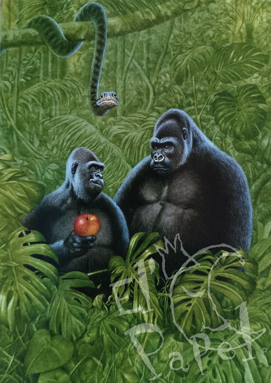 Ansichtkaart 'Adam en Eva'