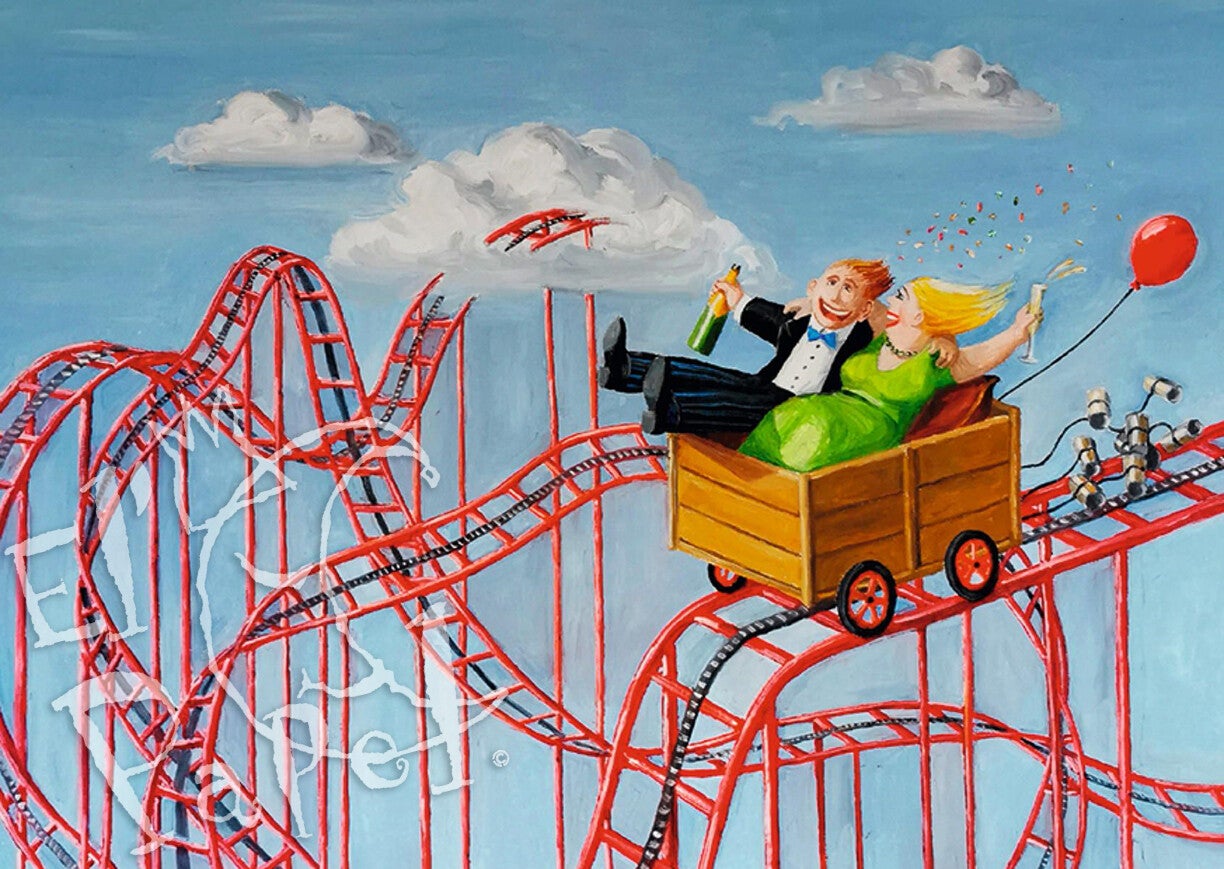 Ansichtkaart 'Het kersverse echtpaar'