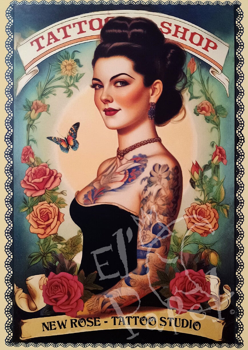 GT Ansichtkaart 'Tattoo vrouw'