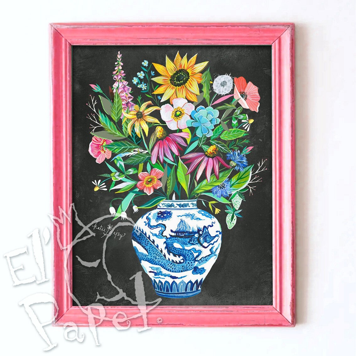 Katie Daisy art print 'Het mooiste boeket'